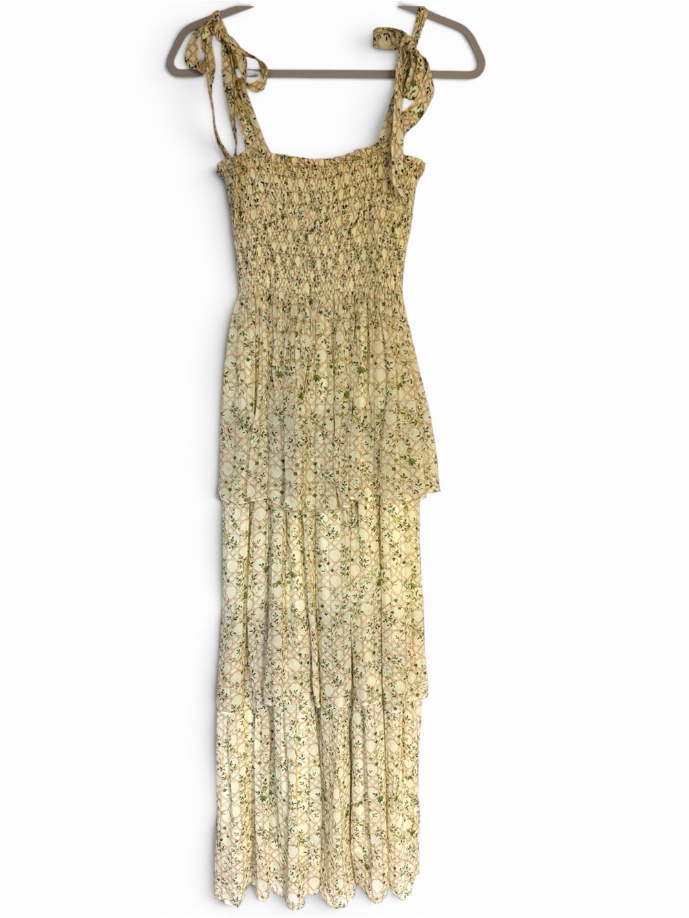Hill House NWT The Elise Nap Dress in Basketweave Vine Butter Yellow Tiered Maxi - Picture 16 of 16